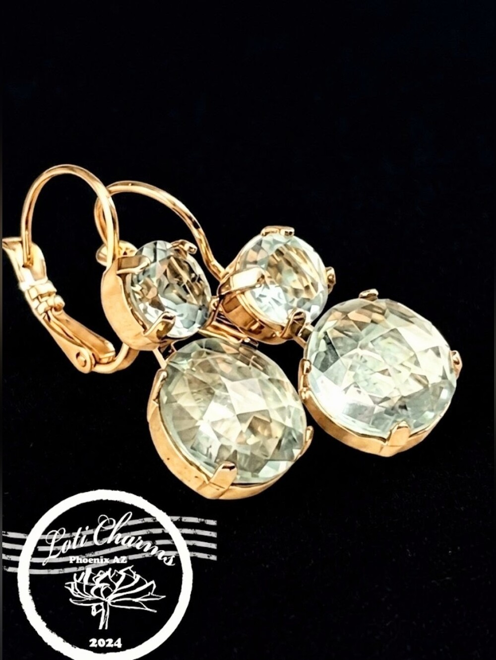 16.6 Total Carats Green Amethyst Prasiolite In 2 Set 18k Gold Plated Earrings